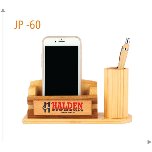 Wooden Pen Stand with Mobile Stand - JP 60 MARSH Corporate gifts
