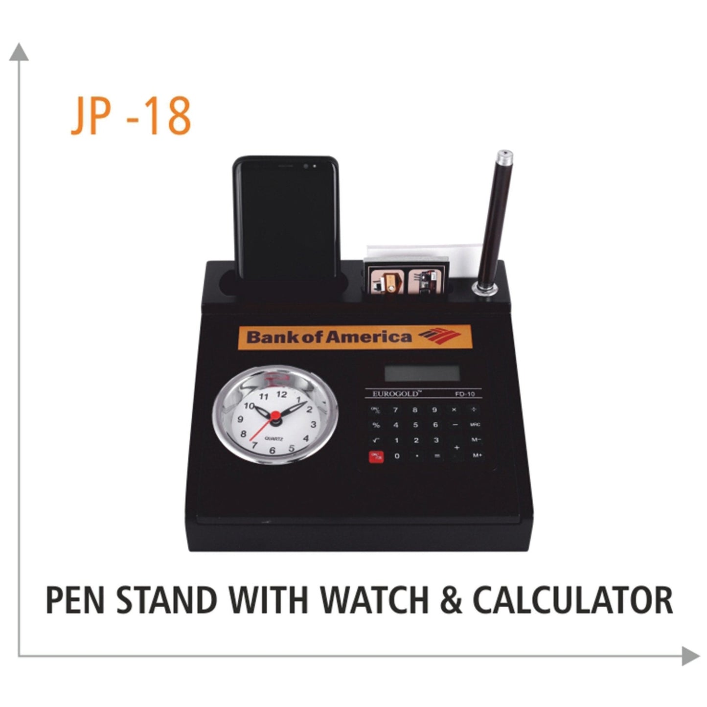 Wooden Pen Stand with Watch & Calculator - JP 18 MARSH Corporate gifts