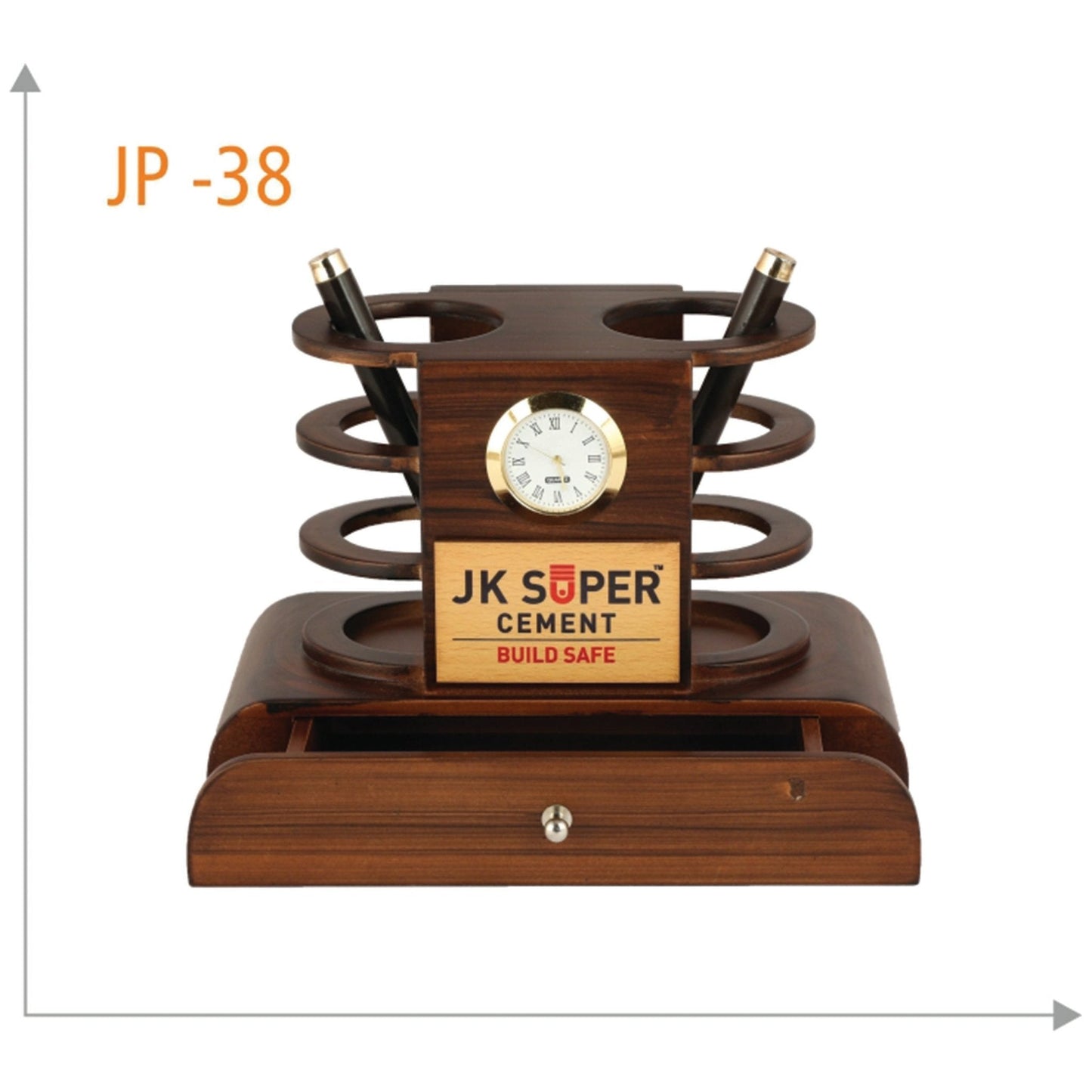Wooden Pen Stand With Watch - JP 38 MARSH Corporate gifts
