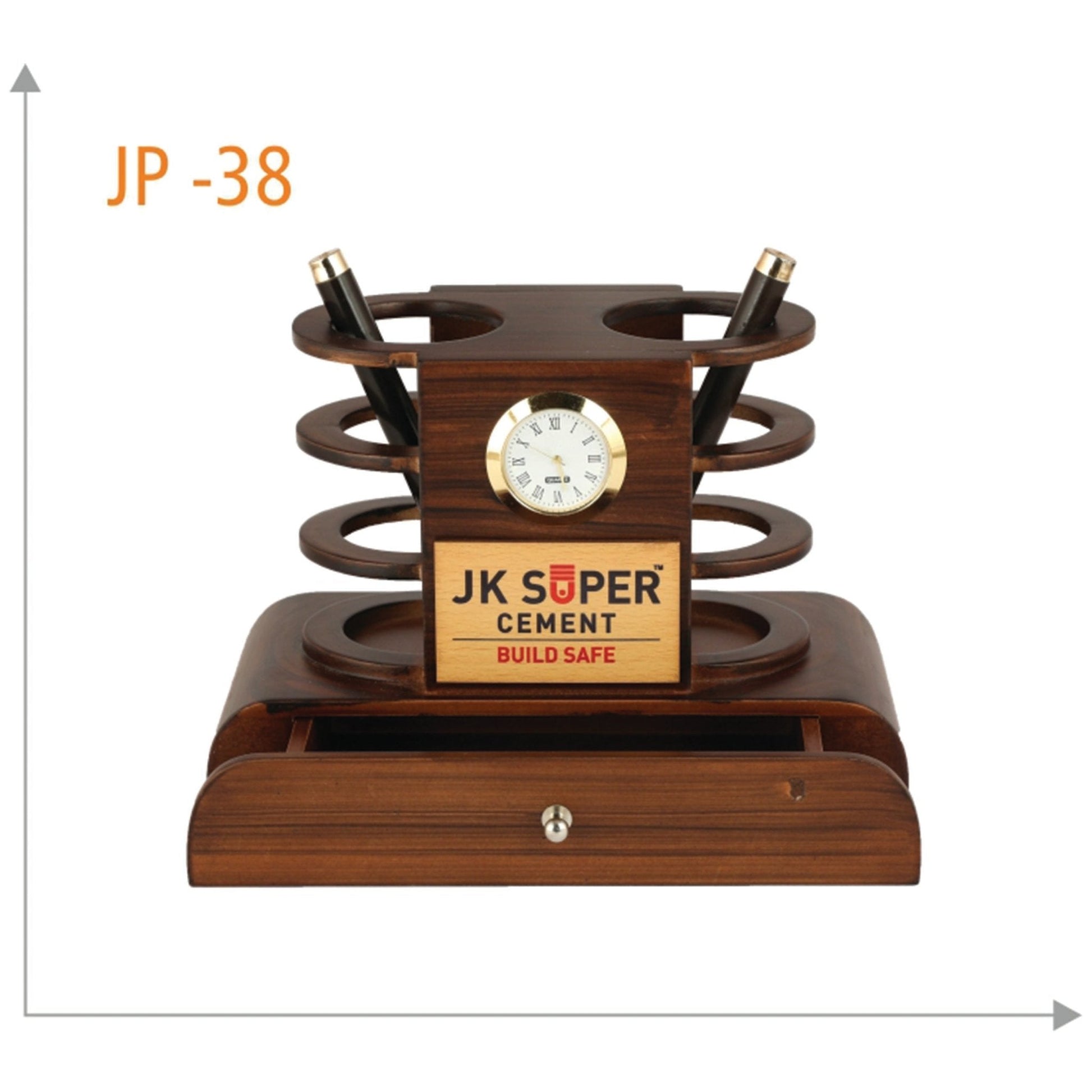 Wooden Pen Stand With Watch - JP 38 MARSH Corporate gifts