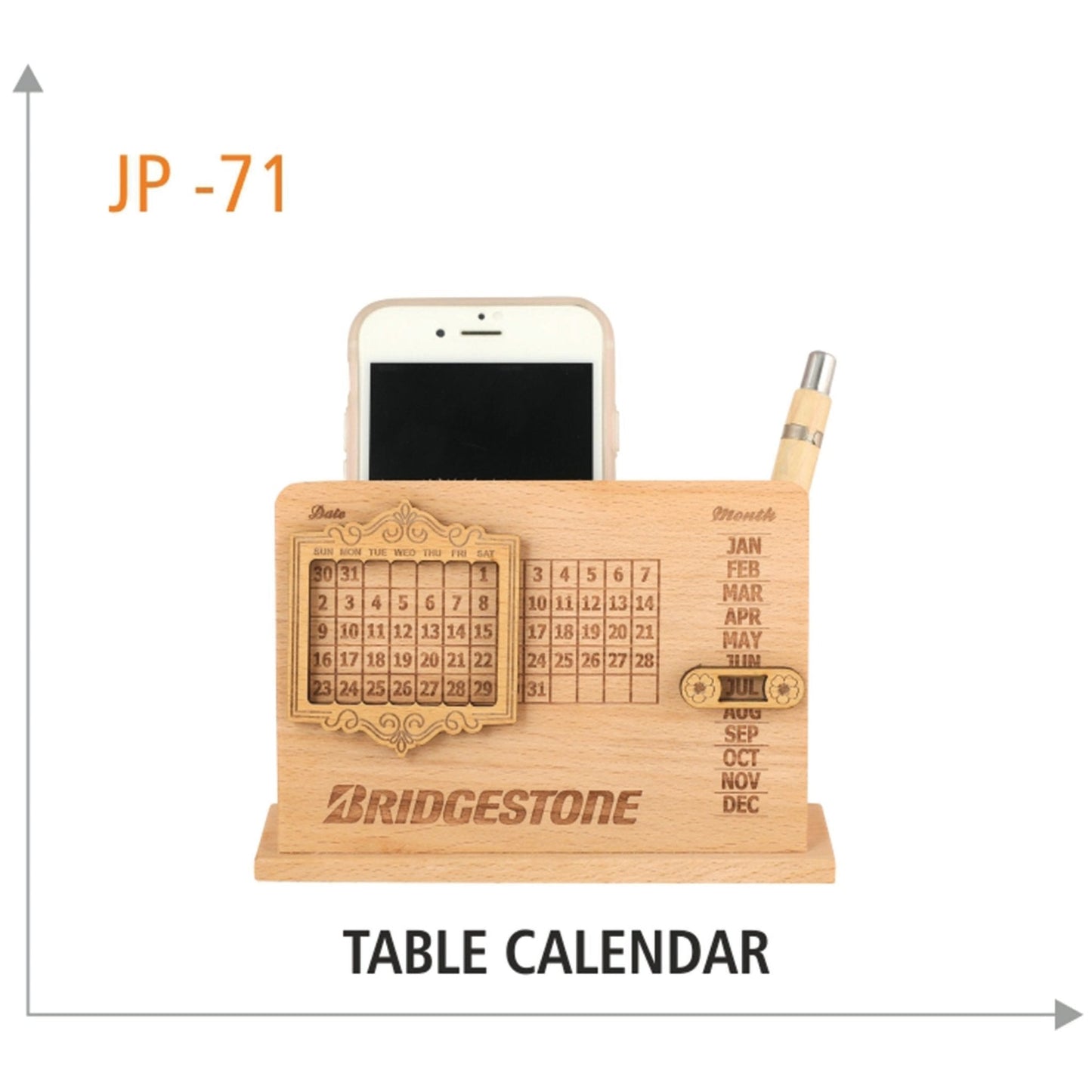 Wooden Table Calendar with Mobile Holder - JP 71 MARSH Corporate gifts