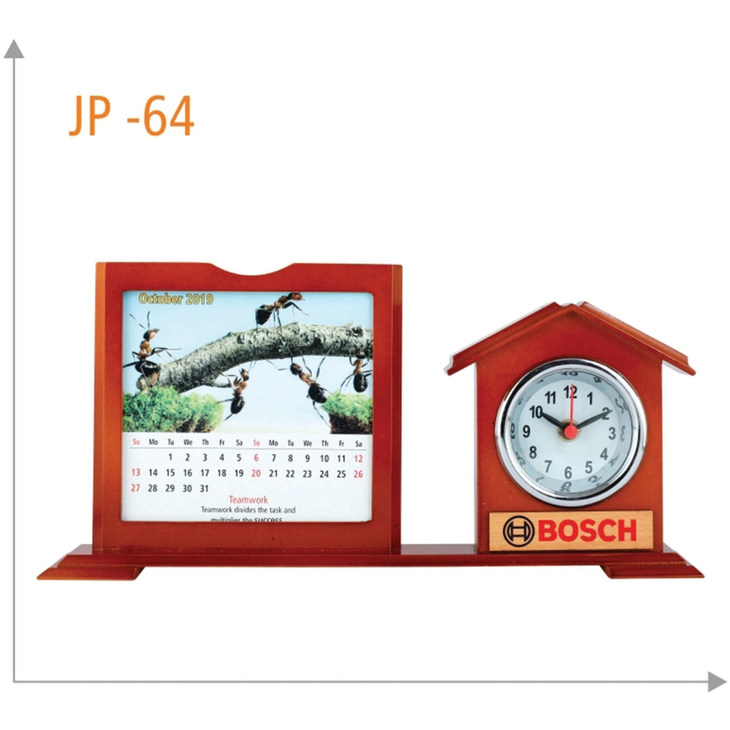 Wooden Table Clock with Calendar - JP 64 MARSH Corporate gifts