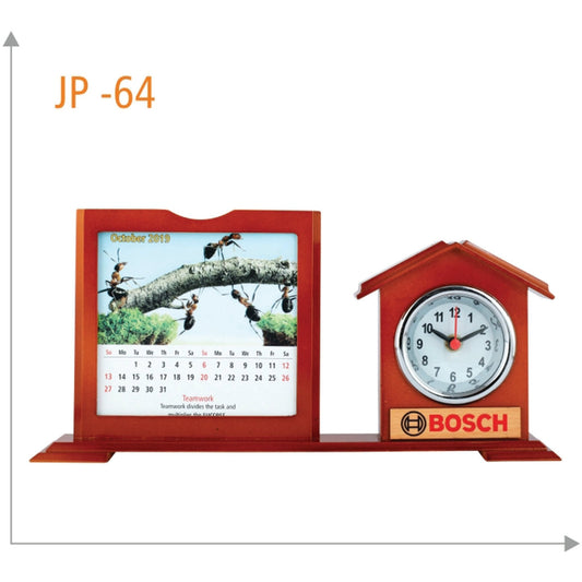 Wooden Table Clock with Calendar - JP 64 MARSH Corporate gifts