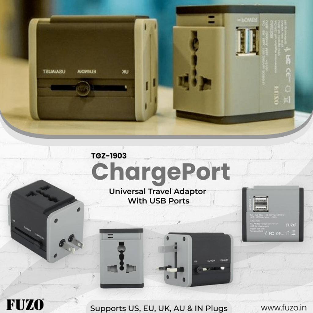 Charge Port Universal Travel Adapter with USB Ports - TGZ-1903