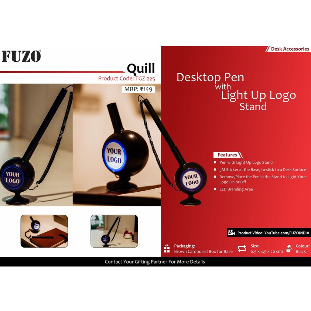 Quill Desktop Pen with Light Up Logo Stand - TGZ-225