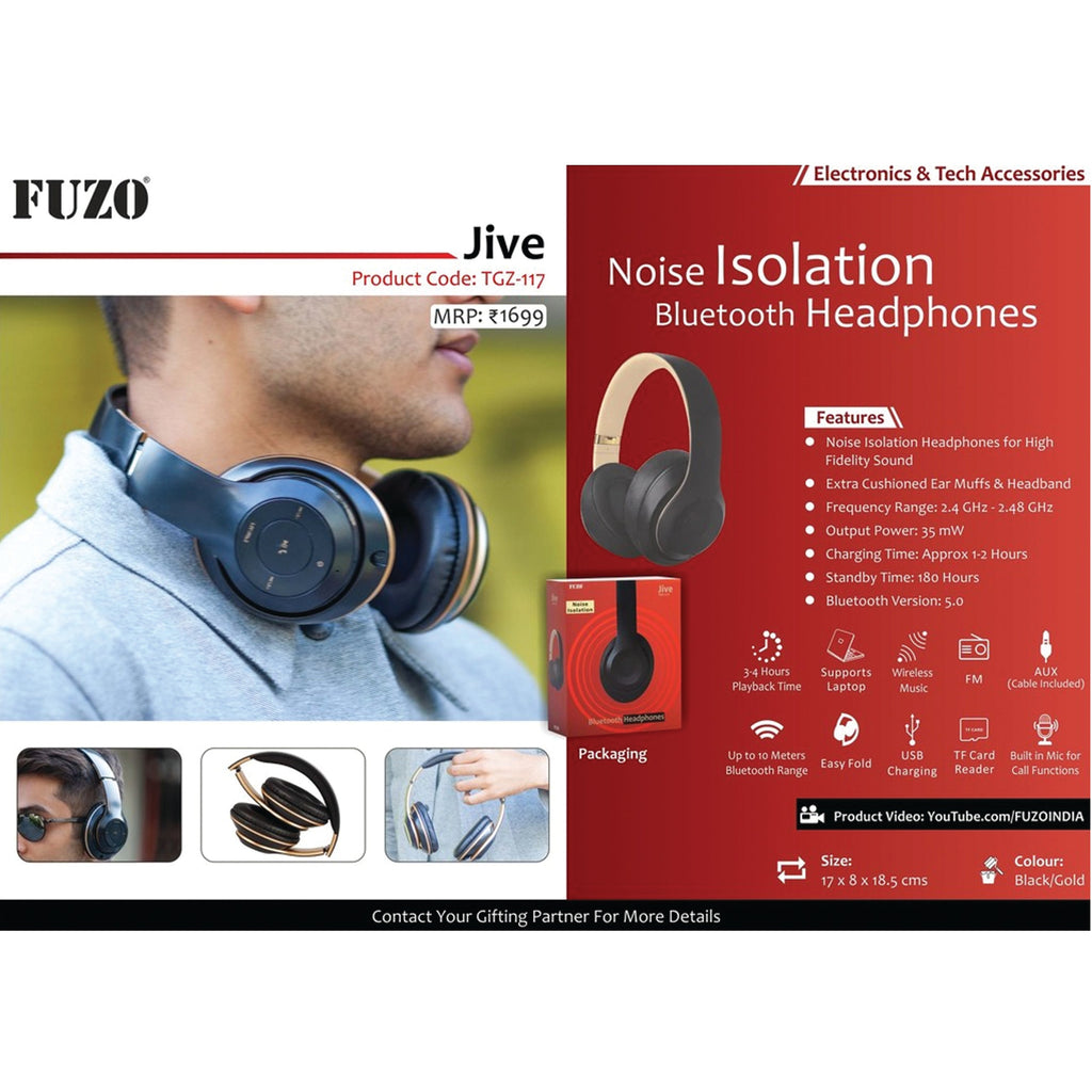 Jive Noise Isolation Bluetooth Headphone - TGZ-117