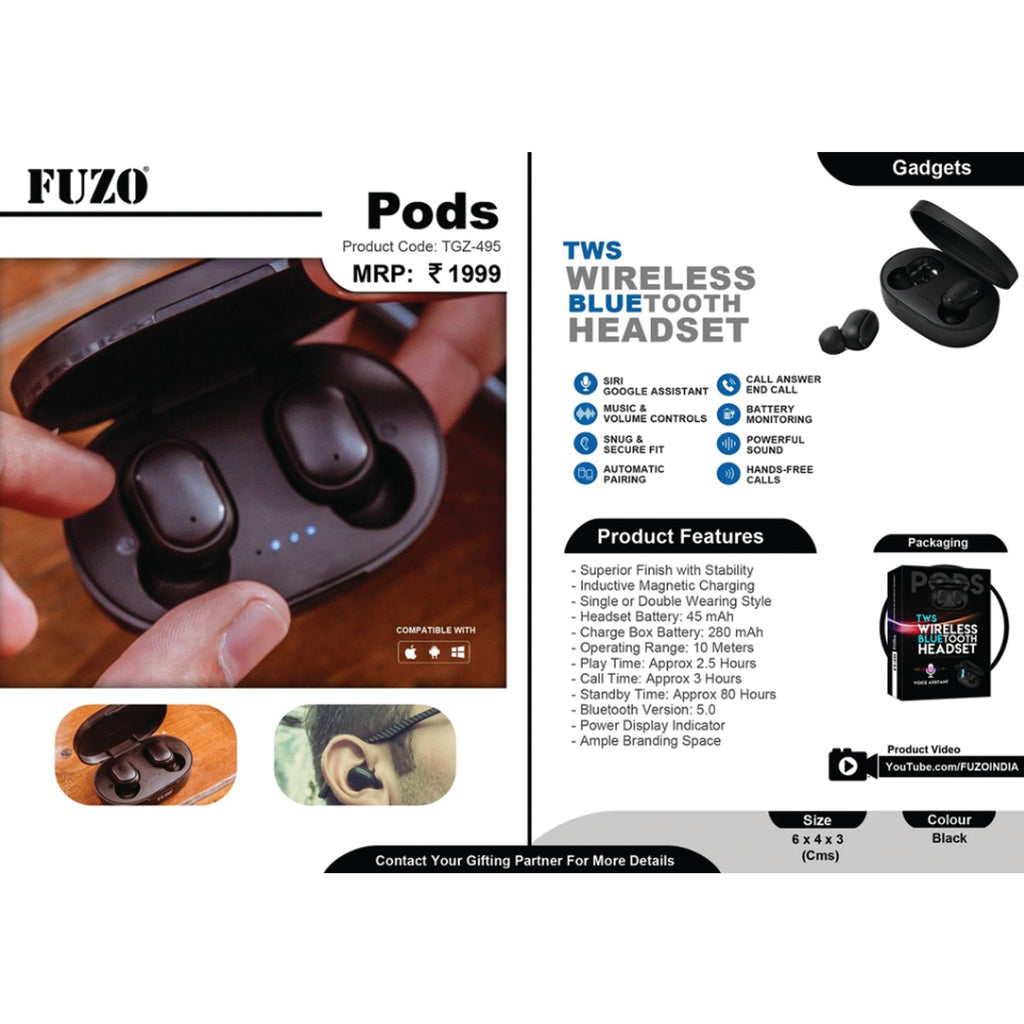 Pods TWS Wireless Bluetooth Headset - TGZ-495