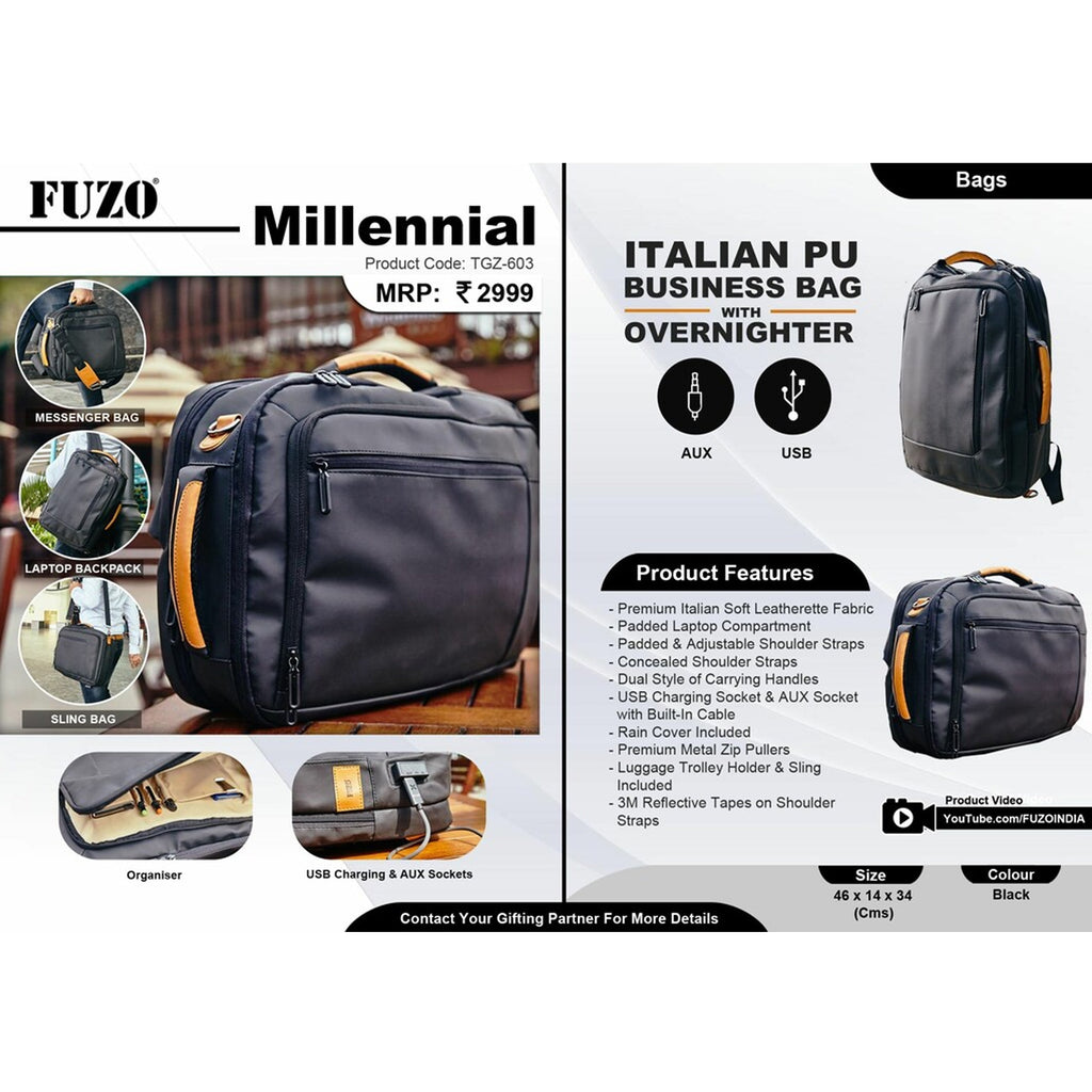 Italian PU Business Bag with Overnighter - TGZ-603