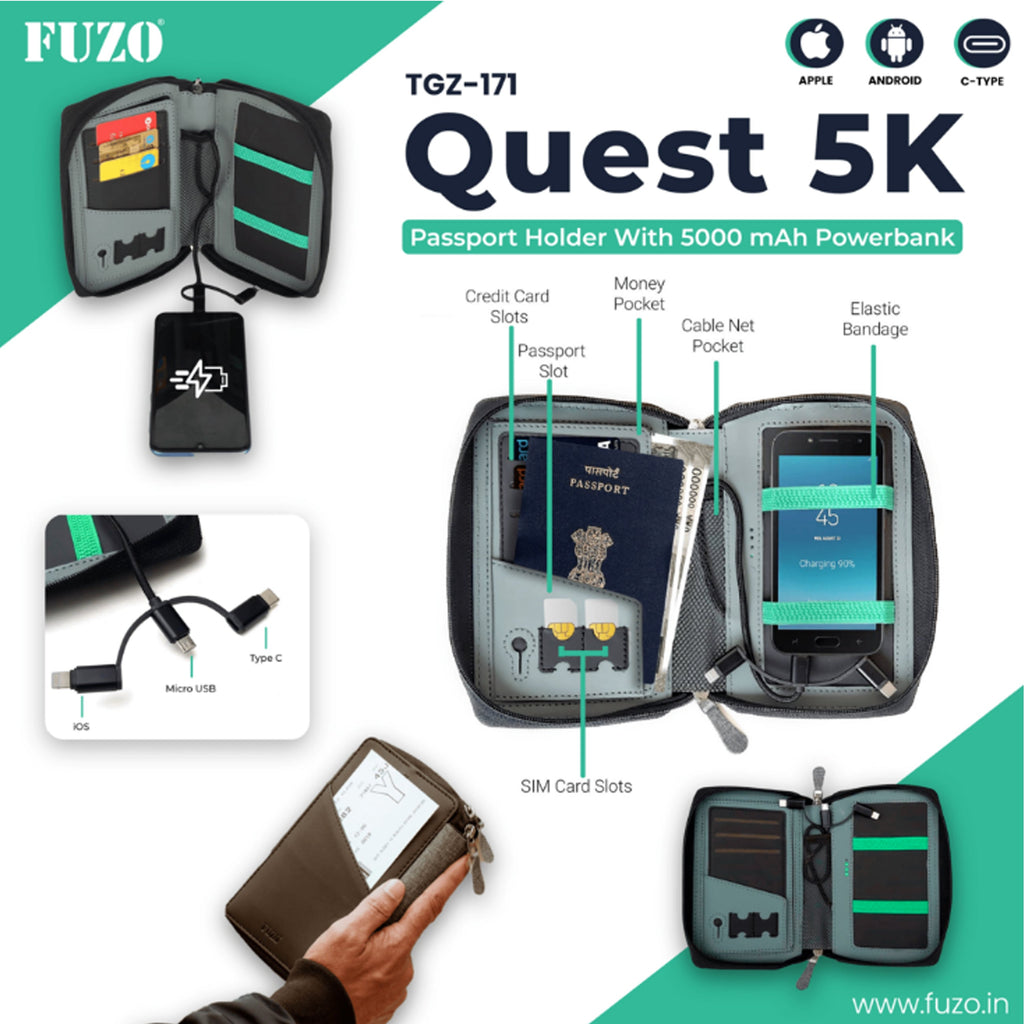 Quest 5K Passport Holder with 5000 mAh Powerbank - TGZ-171