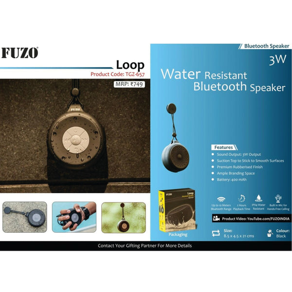 Loop Water Resistance Bluetooth Speaker - 3W - TGZ-657