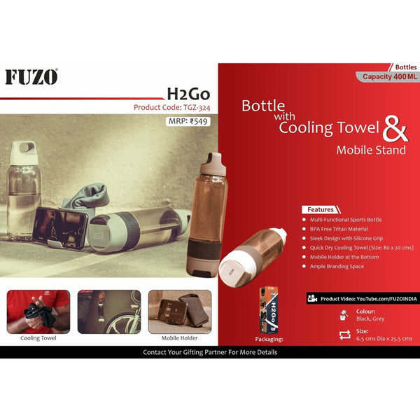 H2Go Bottle with Cooling Towel & Mobile Holder - TGZ-324