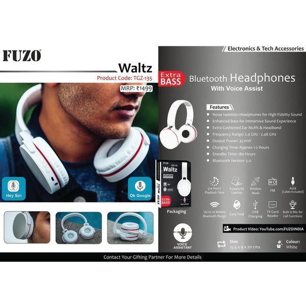 Waltz Bluetooth Headphones with Voice Assist - TGZ-135
