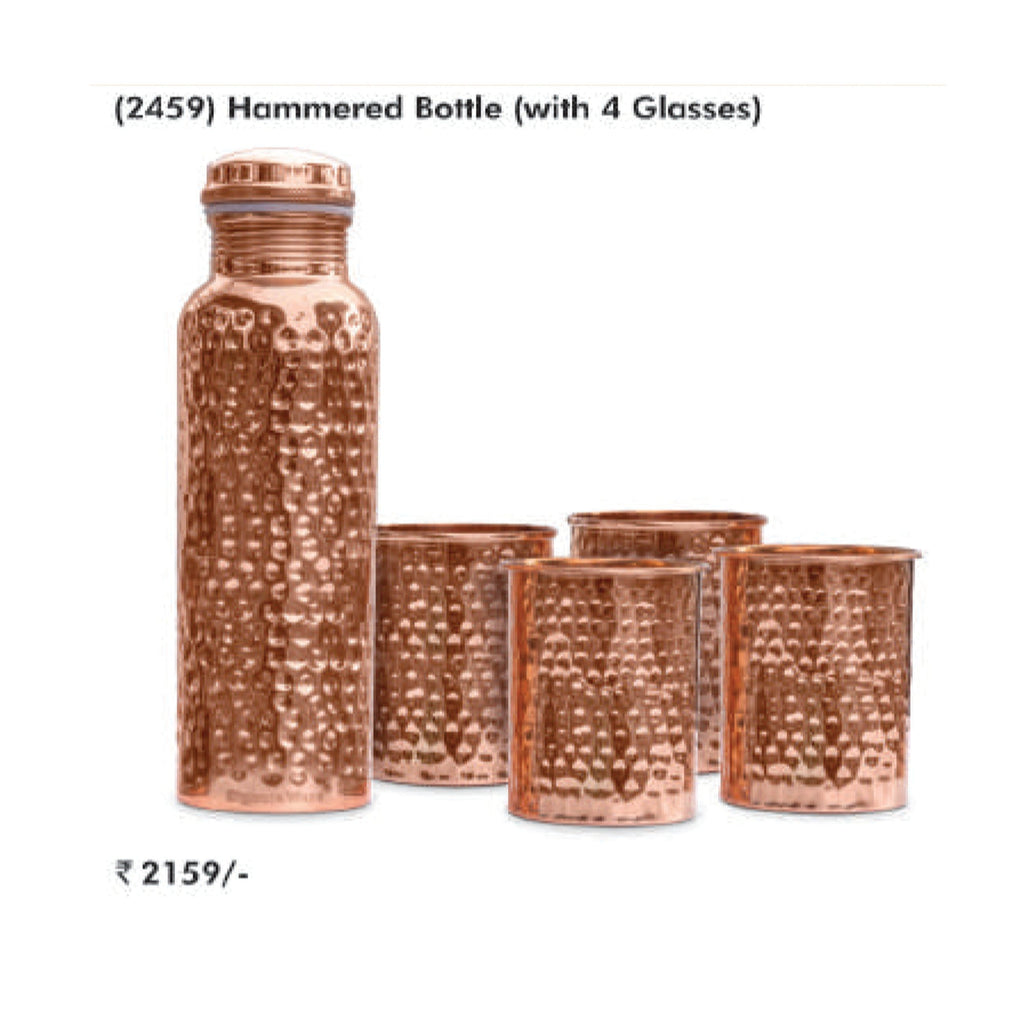 Signora ware hammered Bottle (with 4 Glasses) - 2459