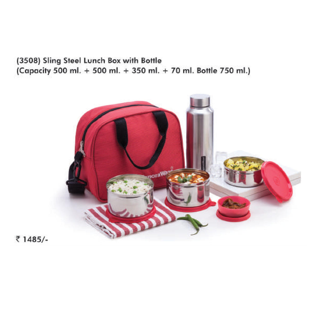 Signora Ware Sling Steel Lunch Box with Bottle - 3508