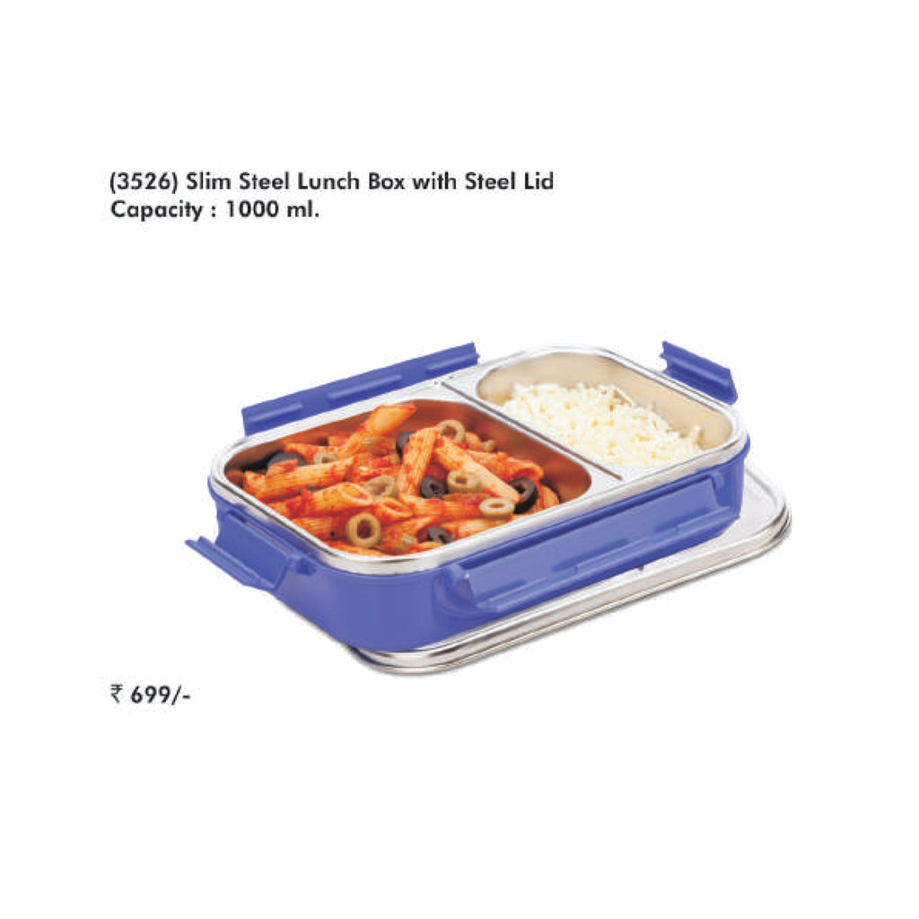 Signora Ware Slim Steel Lunch Box with Steel Lid - 3526