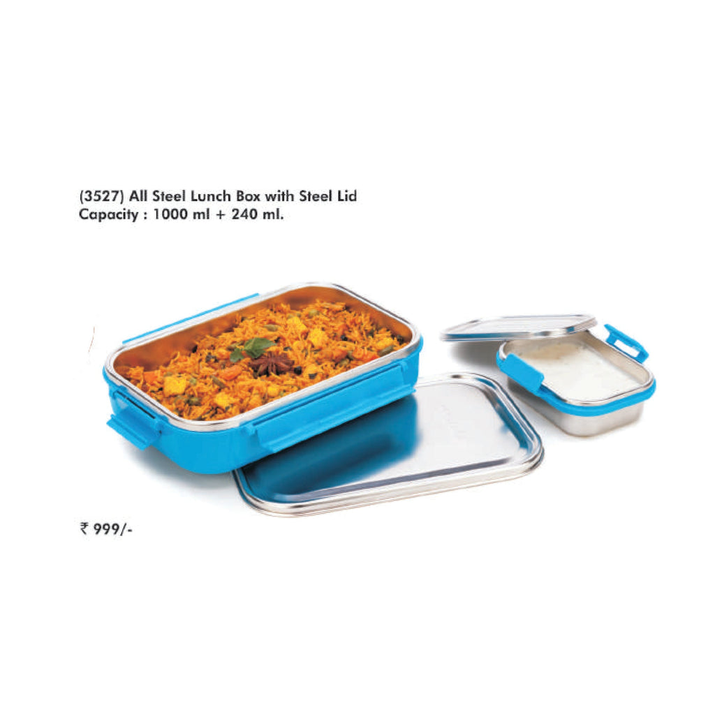 Signora Ware All Steel Lunch Box with Steel Lid - 3527