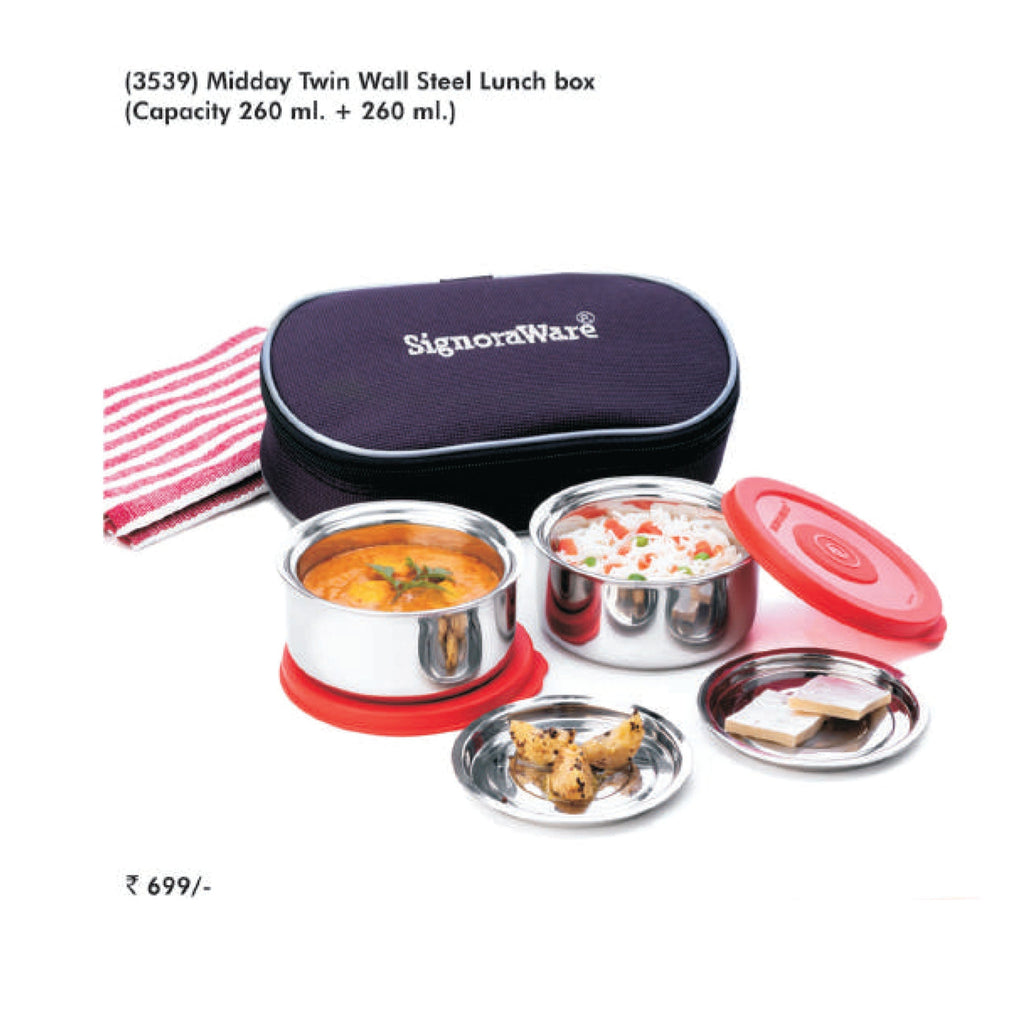 Signora Ware Midday Twin Wall Steel Lunch Box - 3539