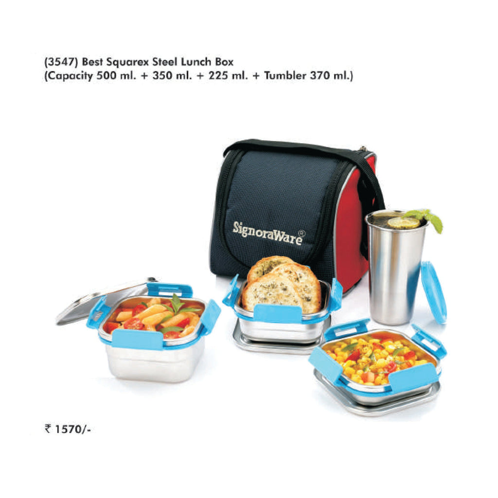 Signora Ware Best Squarex Steel Small Lunch Box - 3549