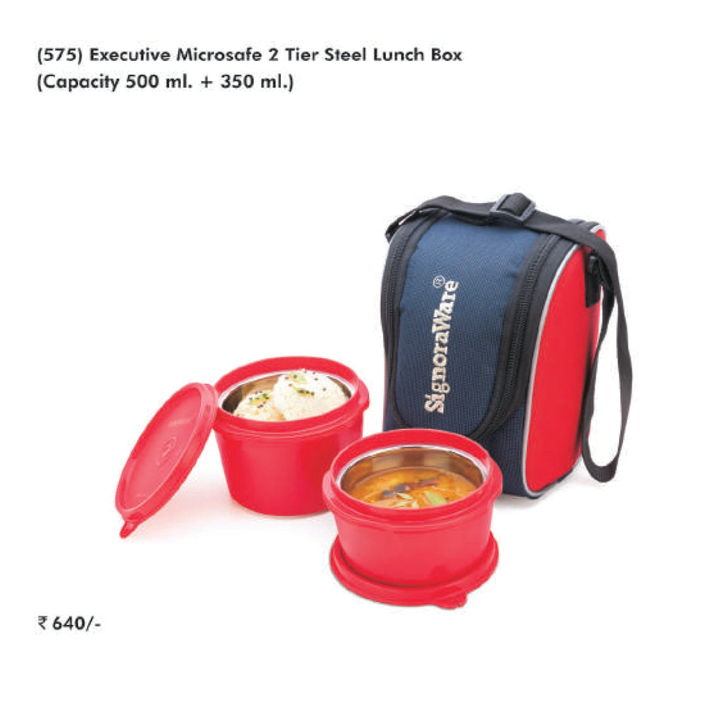 Signora Ware Executive Microsafe 2 Tier Steel Lunch Box