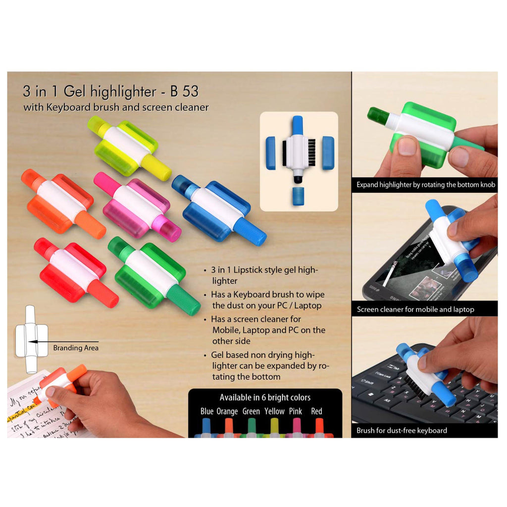 Gel Highlighter with Keyboard Brush and Screen Cleaner - B 53