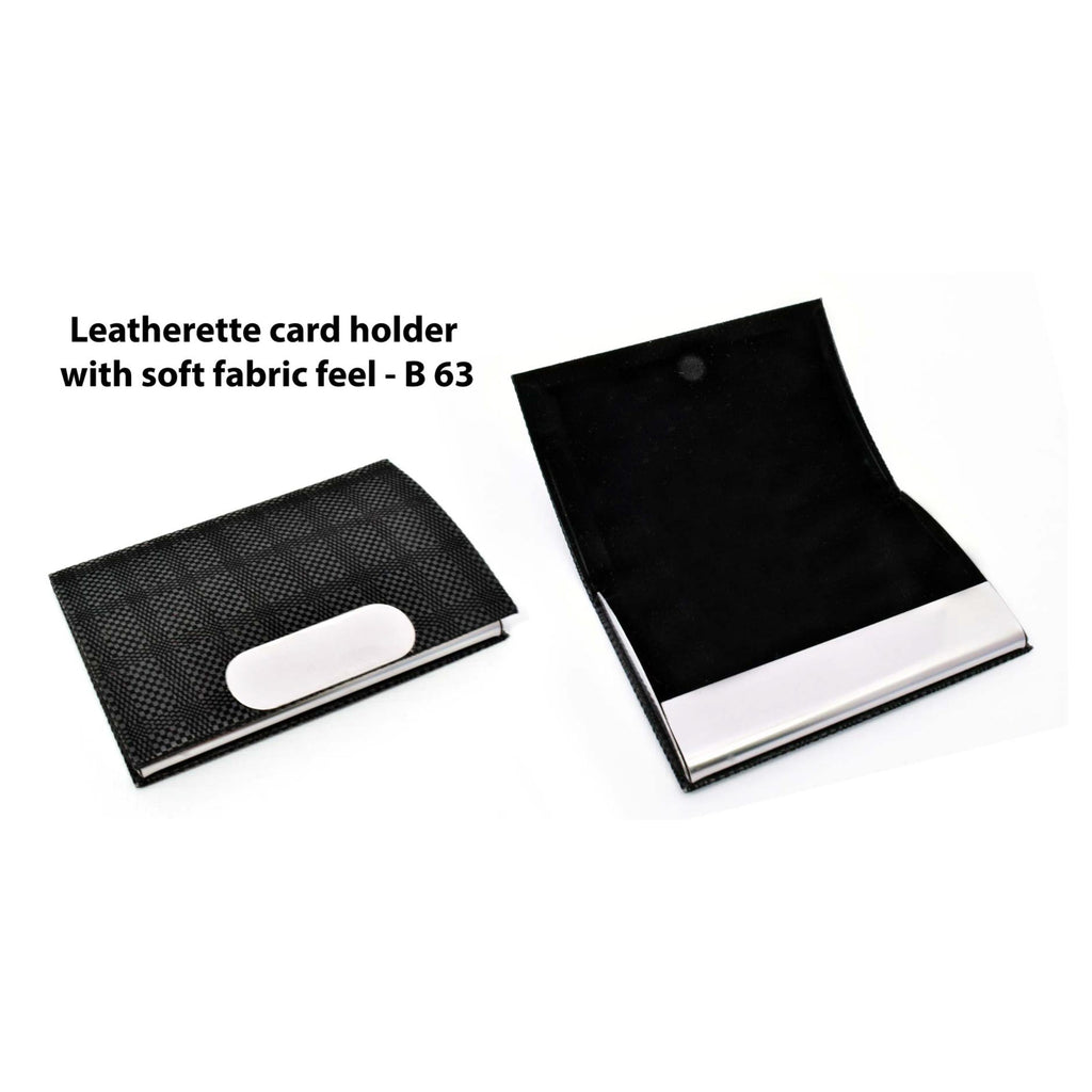 Leatherette card holder with soft fabric feel - B 63