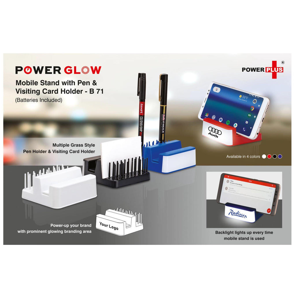 Power Glow: Mobile Stand with Pen and Visiting Card Holder - B 71