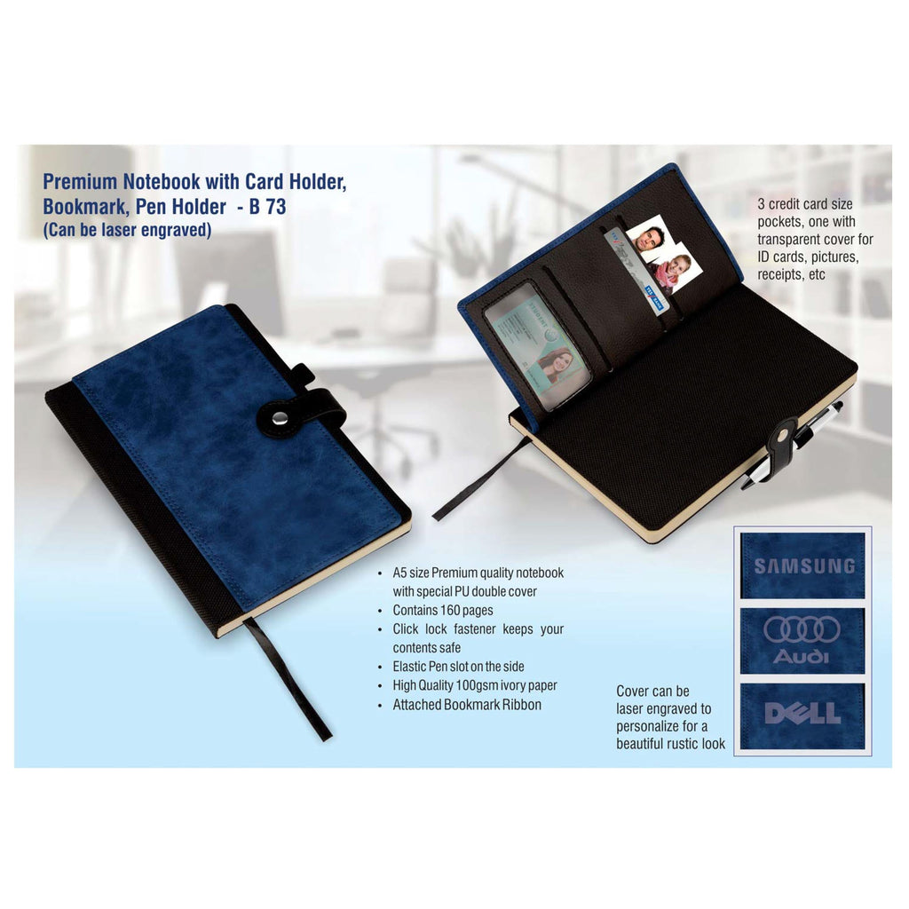 Premium Notebook with Card Holder and Pen Holder - B 73