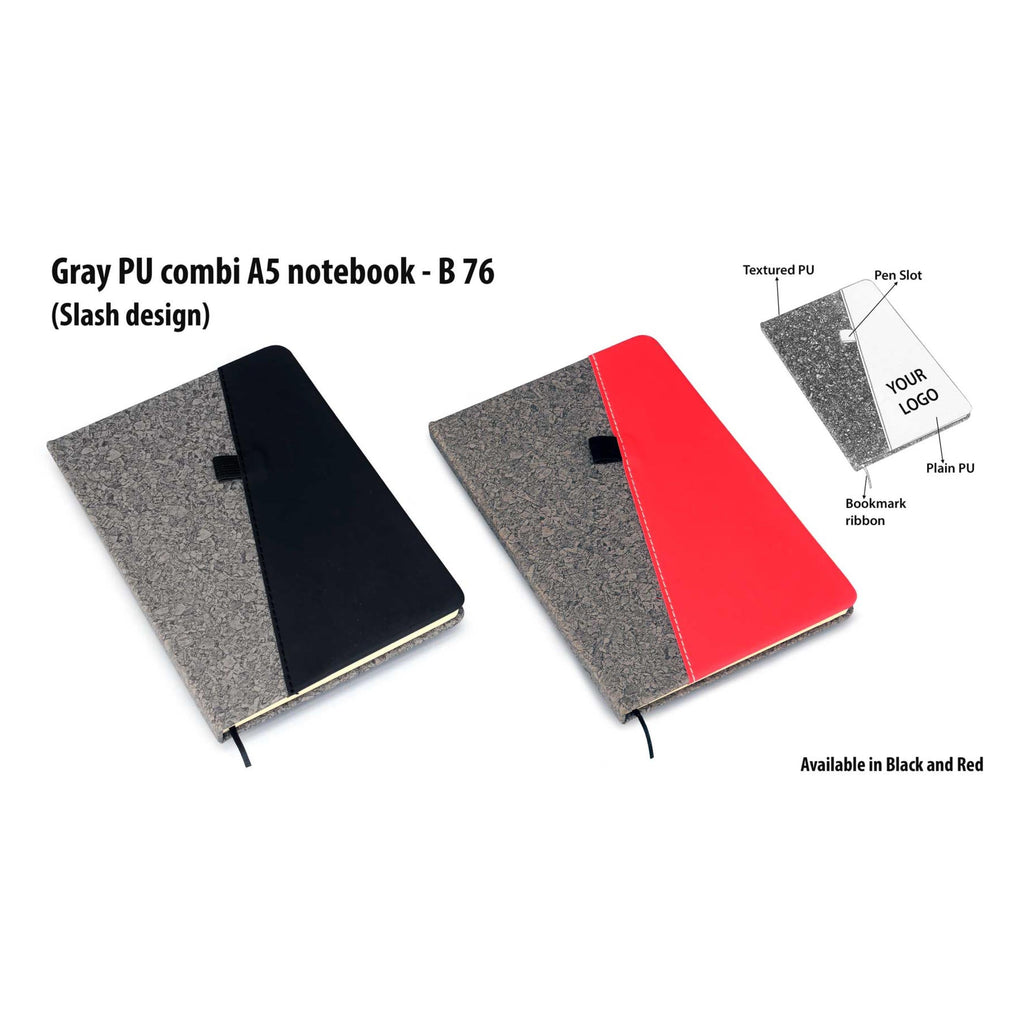 Gray PU combi A5 notebook Slash Design - B 76