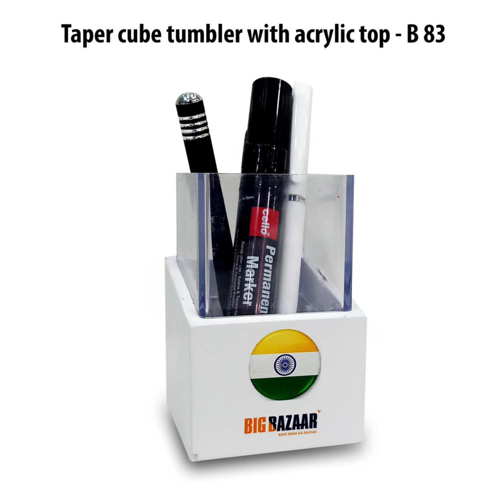 Taper Cube Tumbler With Acrylic Top - B 83