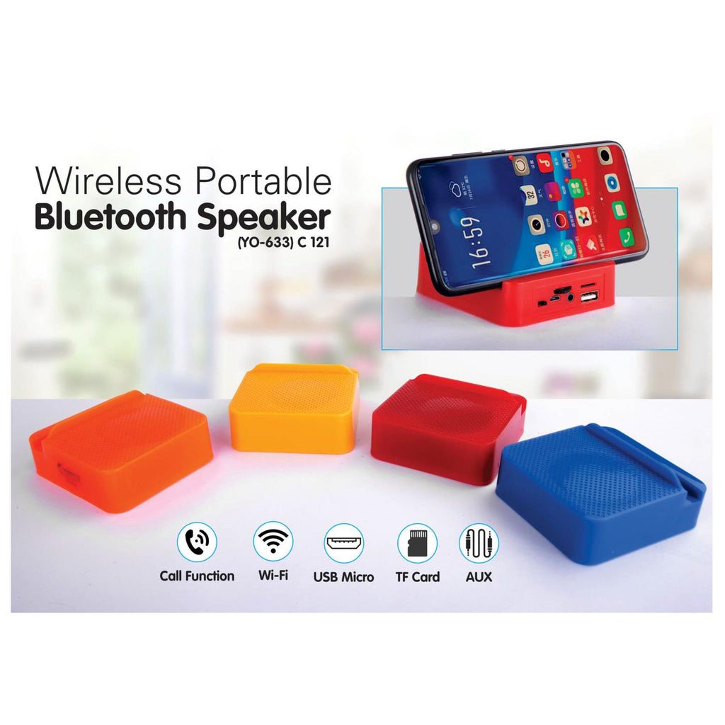 Mini Bluetooth Speaker With Mobile Stand | With USB / TF Card / Aux / FM (YO – 633) - C 121