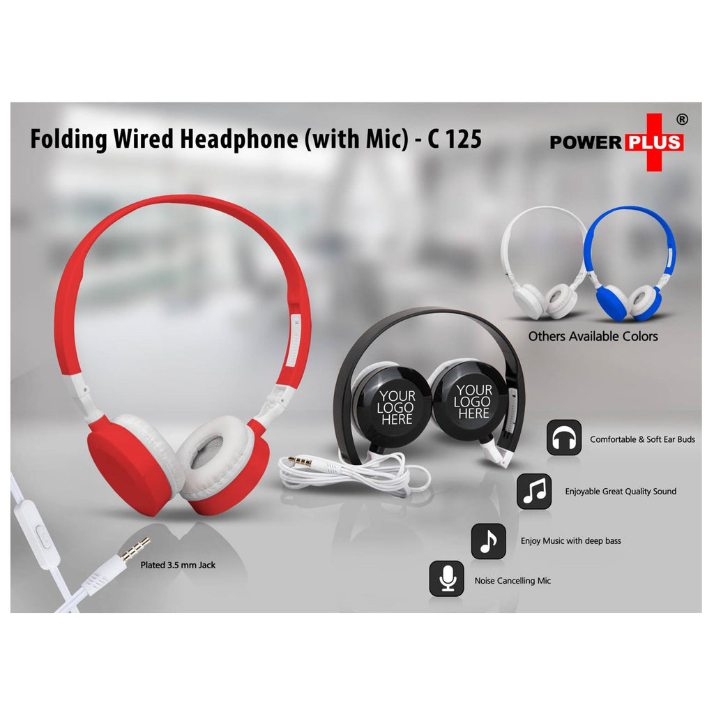 Folding Wired Headphone Set (With Mic) - C 125