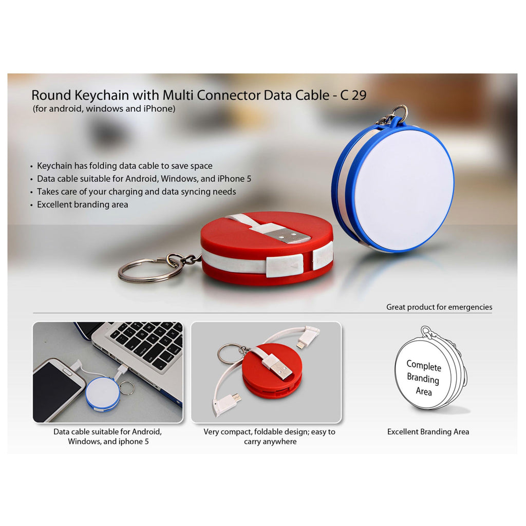 Round Data Cable With Keyring (For Android / Windows / iPhone) - C 29