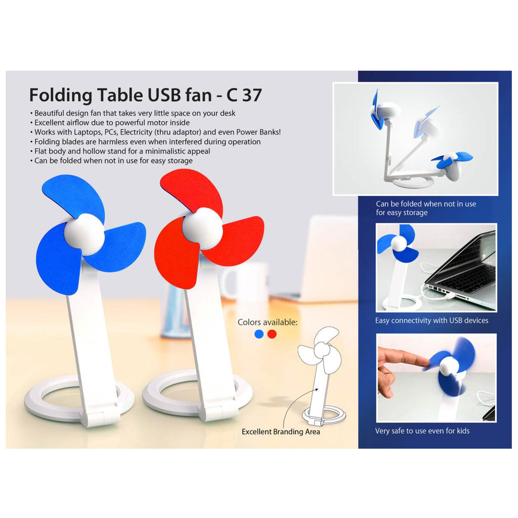 Folding Table USB Fan With Safety Blades And USB Cable - C 37