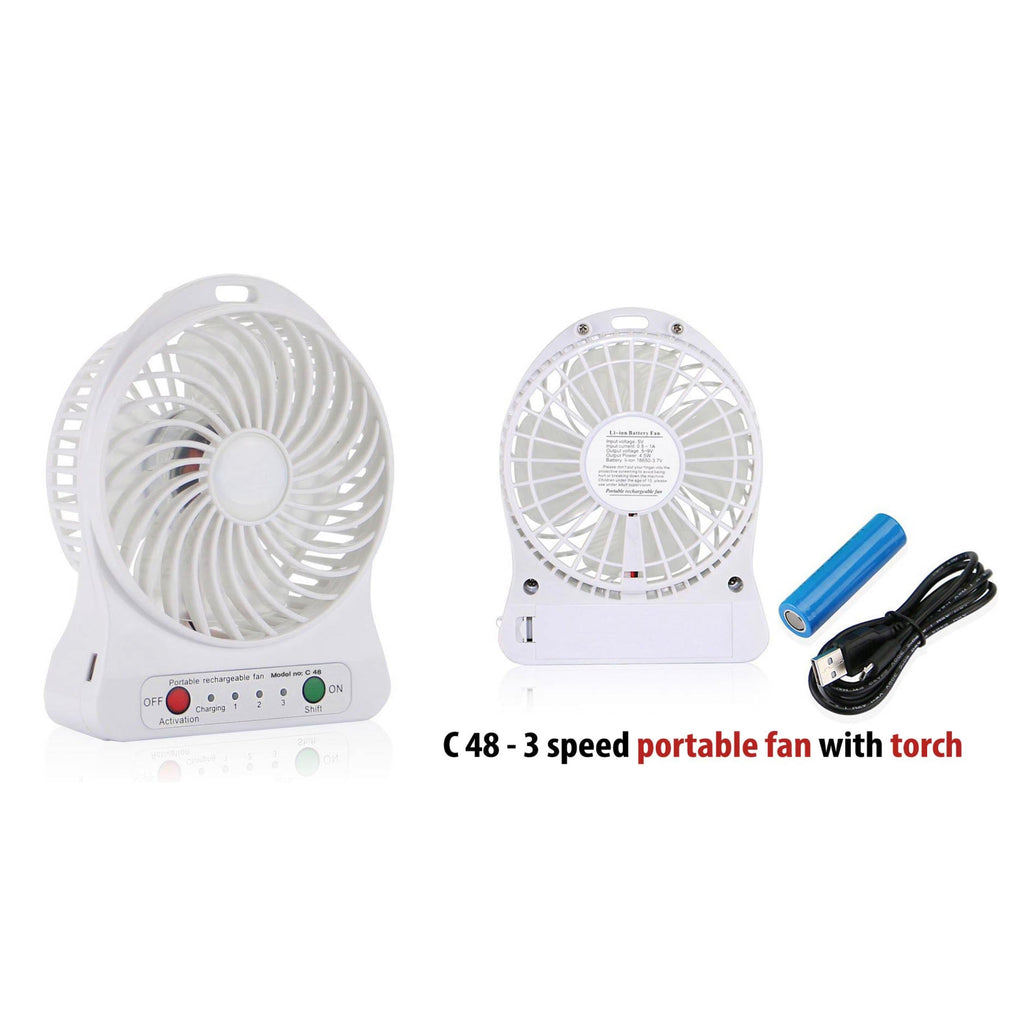 3 Speed Portable Fan With Torch - C 48