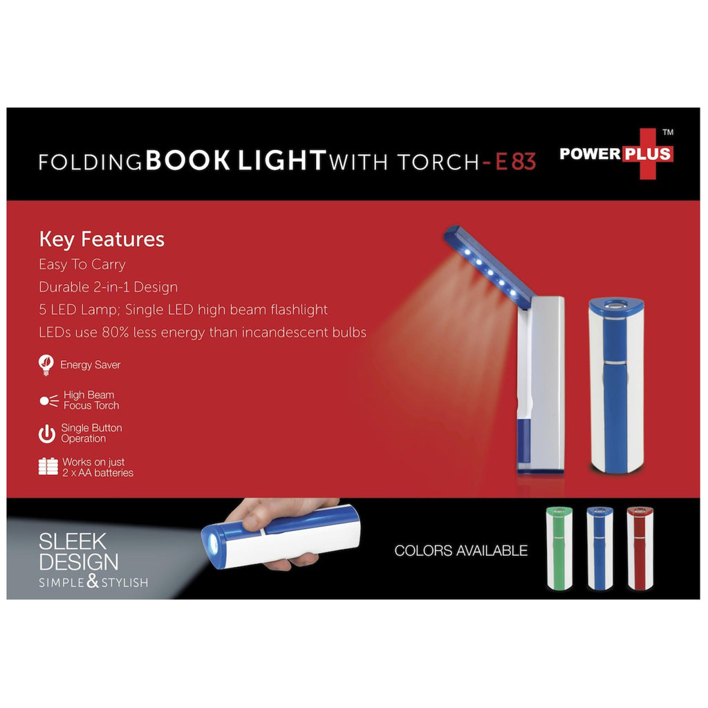 Power Plus Folding Book Light With Torch (Works On 2xAA Batteries; Not Included) - E 83