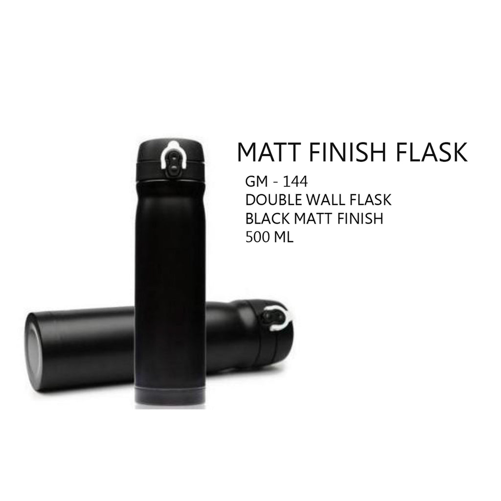 Double Wall Flask Black Matt Finish Bottle - 500ml - GM-144