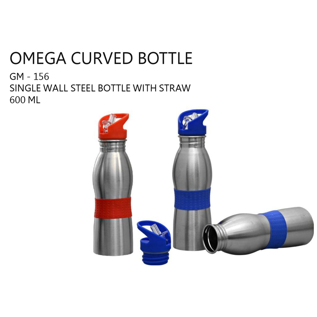 Omega Single Wall Steel Bottle with Straw - 600ml - GM-156
