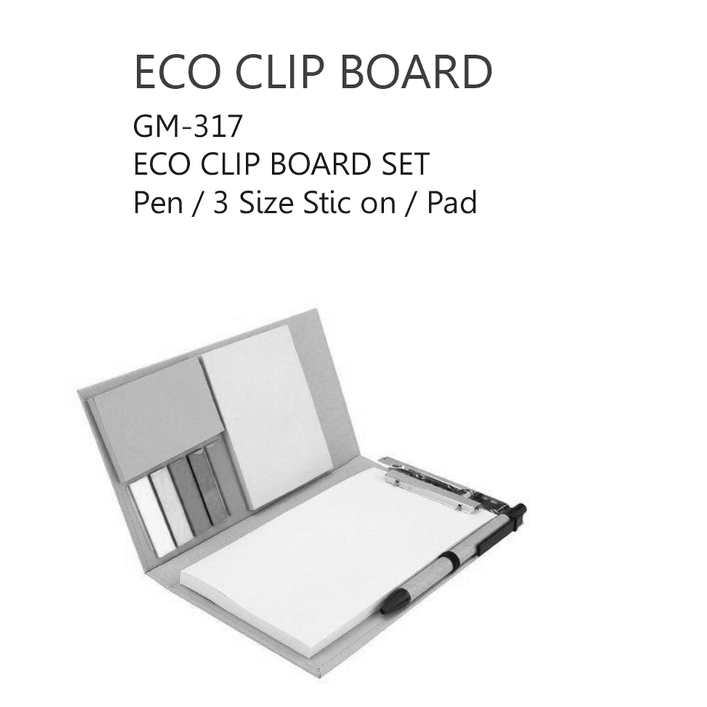 Eco Clip Board Set Pen/ Size Stic On/ Pad - GM-317