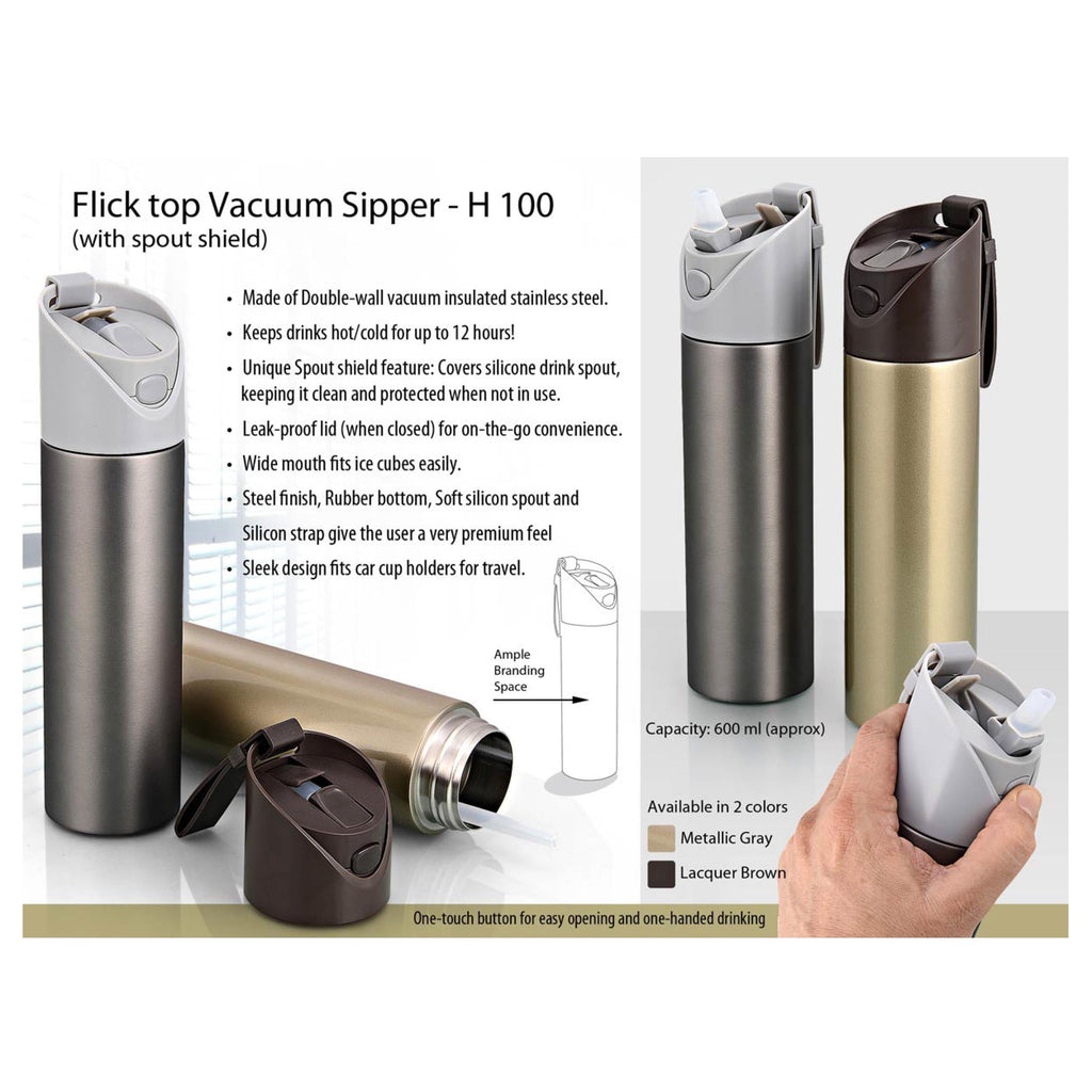 Vacuum Flask With Flick Open Top - 600 ml - H100