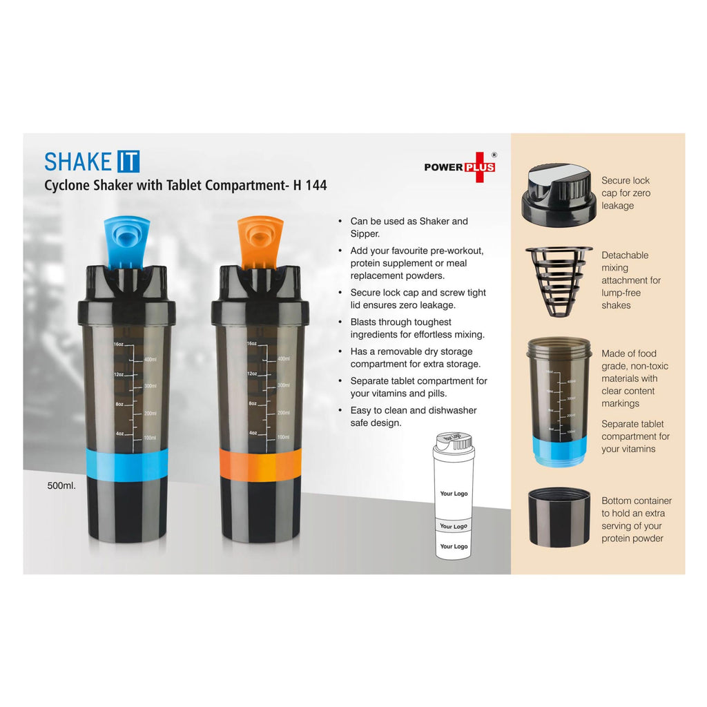 SHAKE IT Cyclone Shaker with Tablet Compartment - H 144