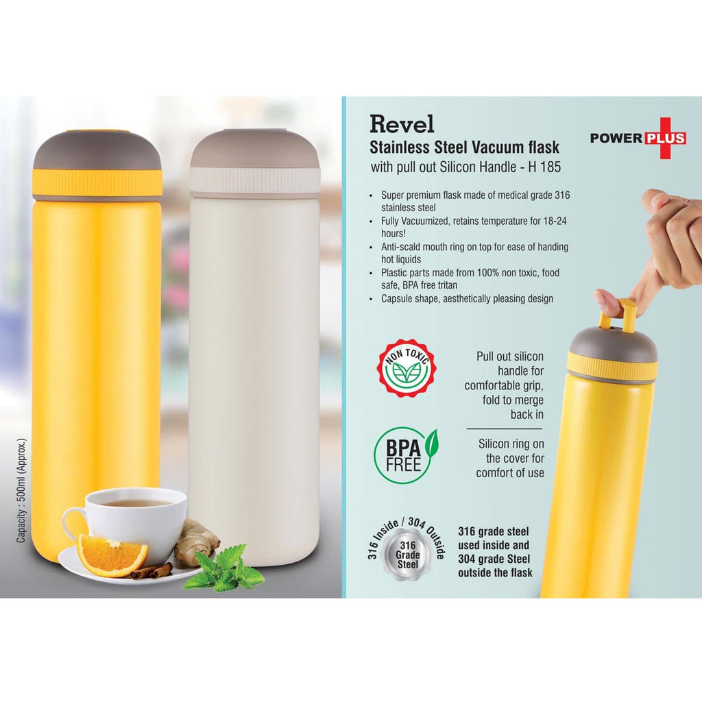 Revel Stainless Steel Vacuum Flask With Pull Out Silicon Handle - 500 ml - H185