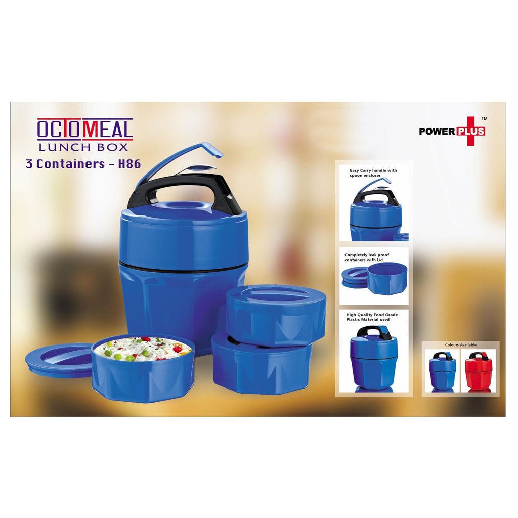 Octomeal Lunch Box – 3 Plastic Containers - H86