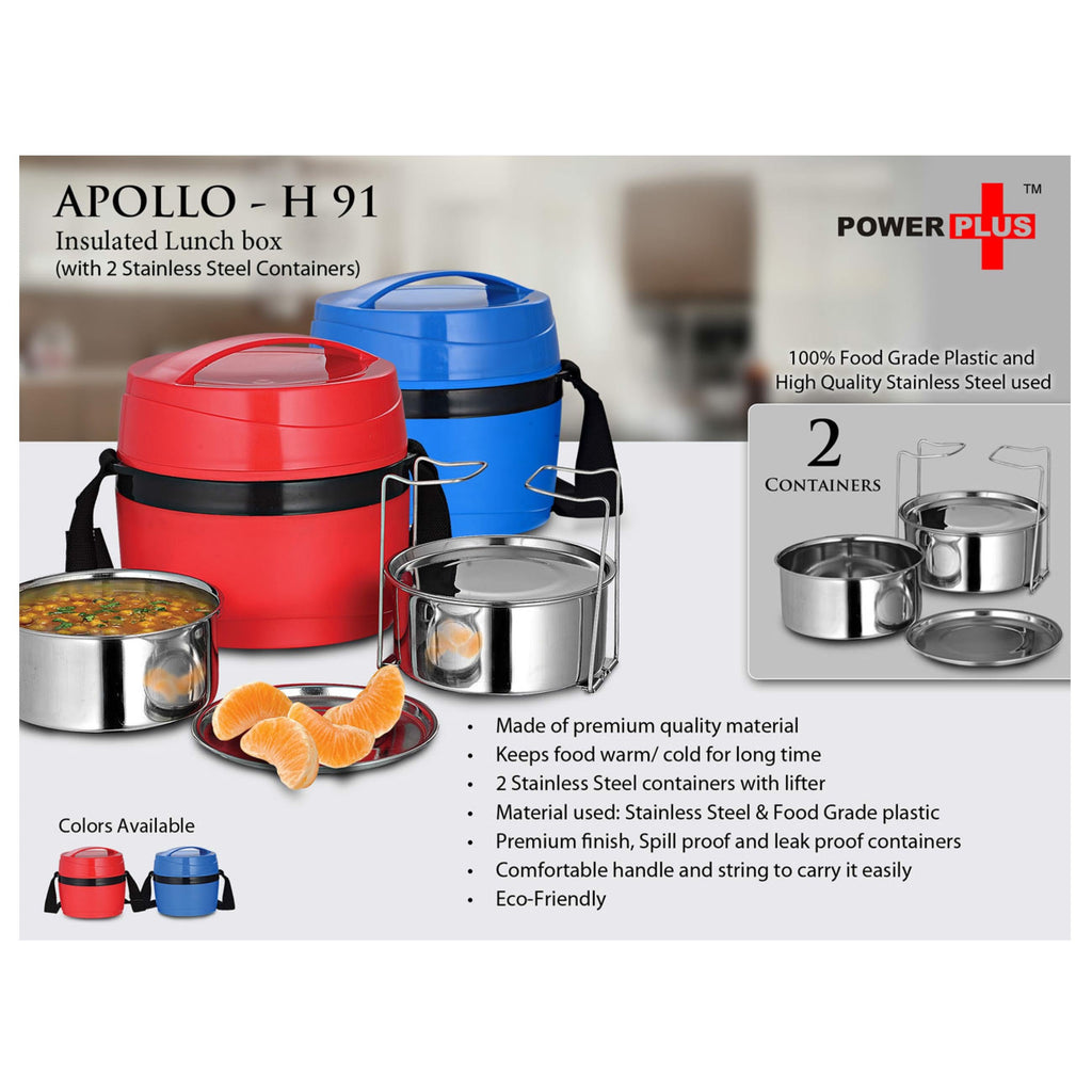 ‘Apollo’ Insulated Lunch Box 2 Steel Containers - H91