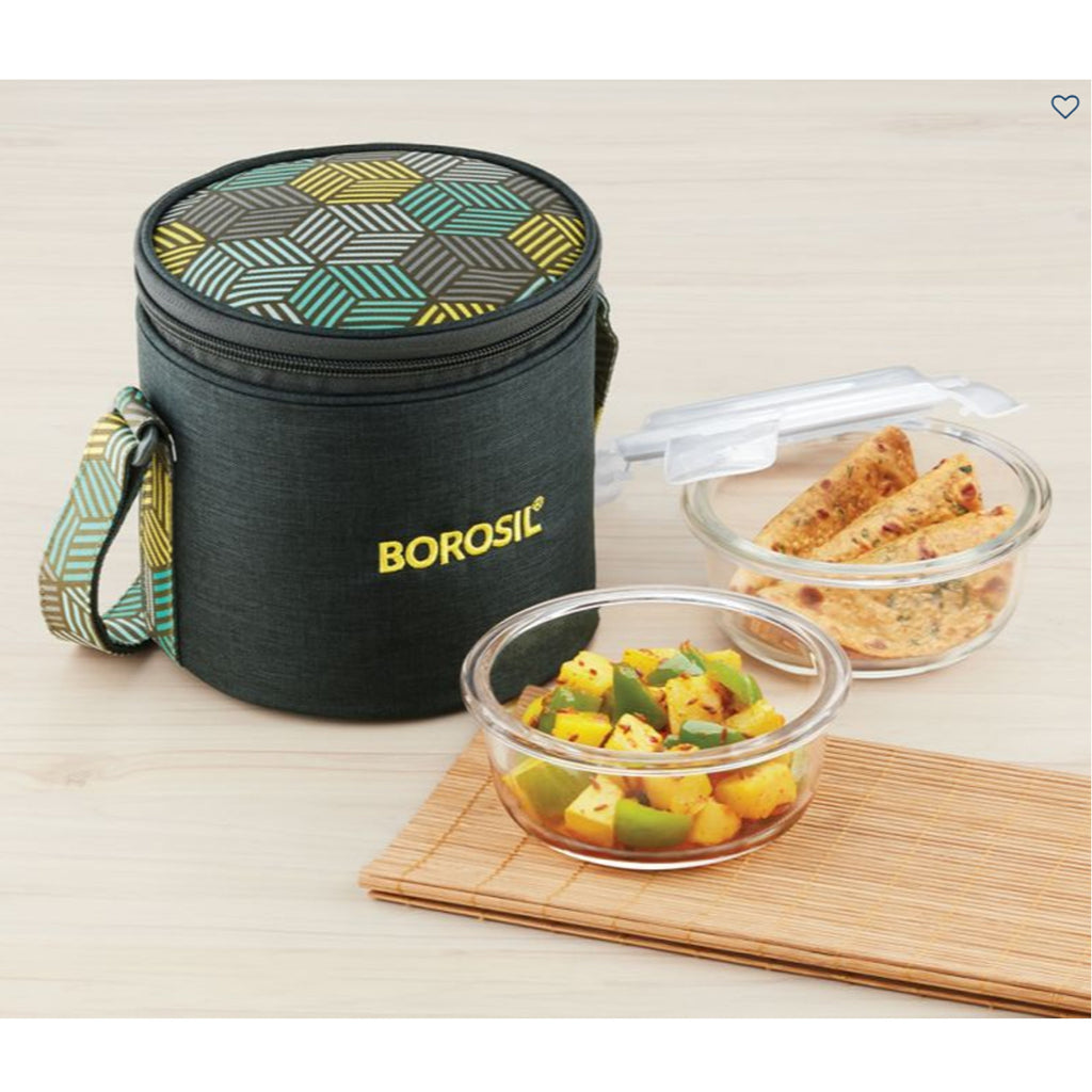 Round Microwavable Glass Lunch Box (Foodluck Olive) - ICYCSOS400V