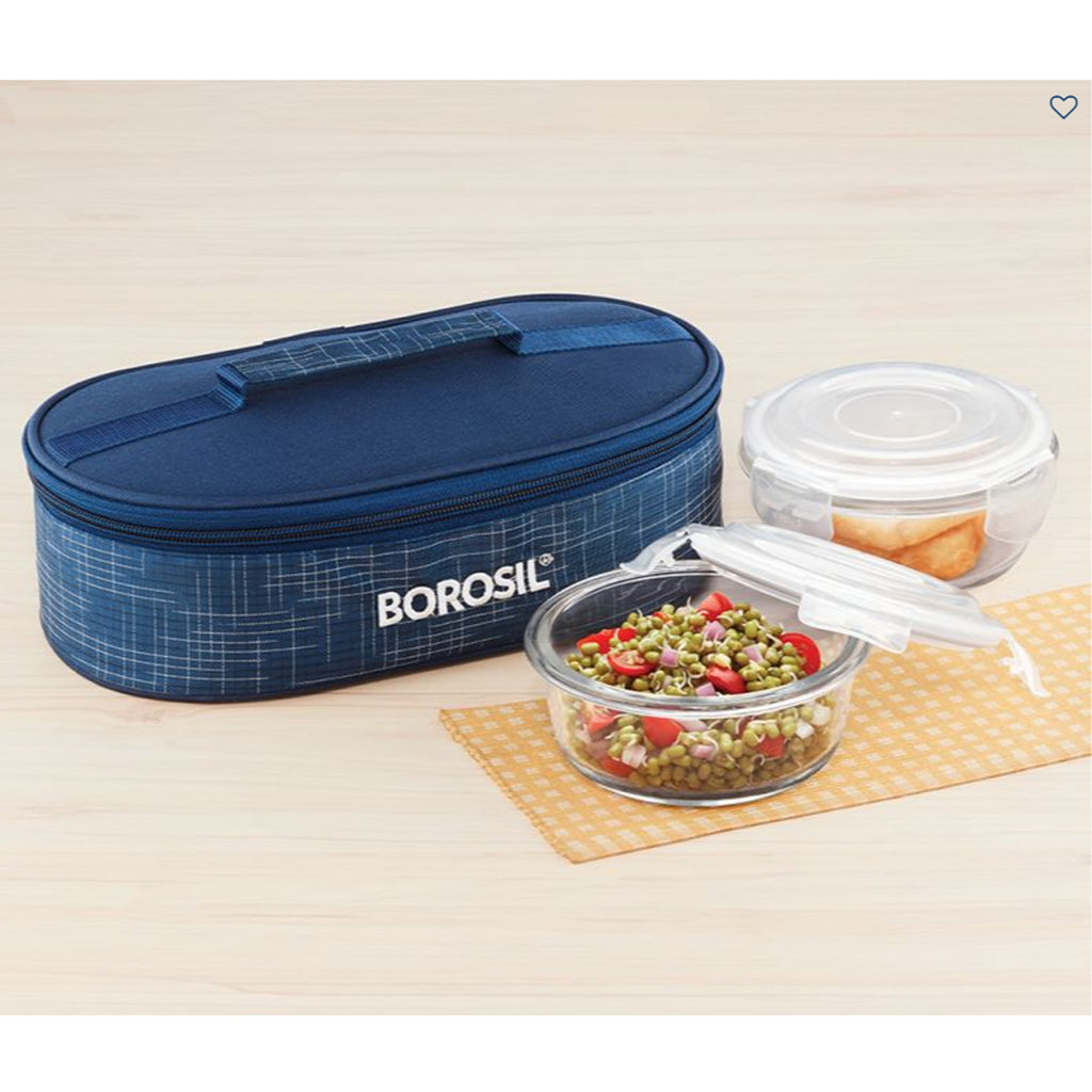 2 Round Microwavable Glass Lunch Box (D'sign Flat) - ICYS2IND400H