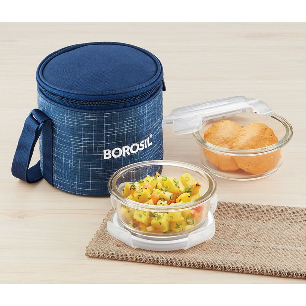 2 Round Microwavable Glass Lunch Box (D'sign) - ICYS2IND400V