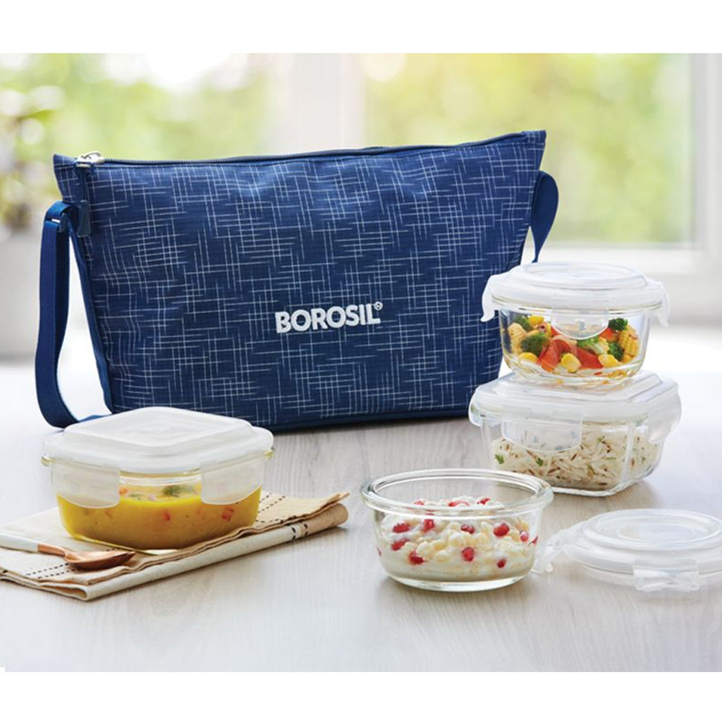 4 Microwavable Glass Lunch Box (D'Sign Purse Bag) - ICYS4INDSRDD
