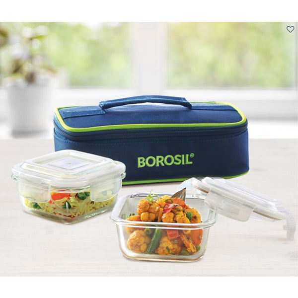 2 Square Microwavable Glass Lunch Box (Classic Flat) - ICYTSQ2320HEC