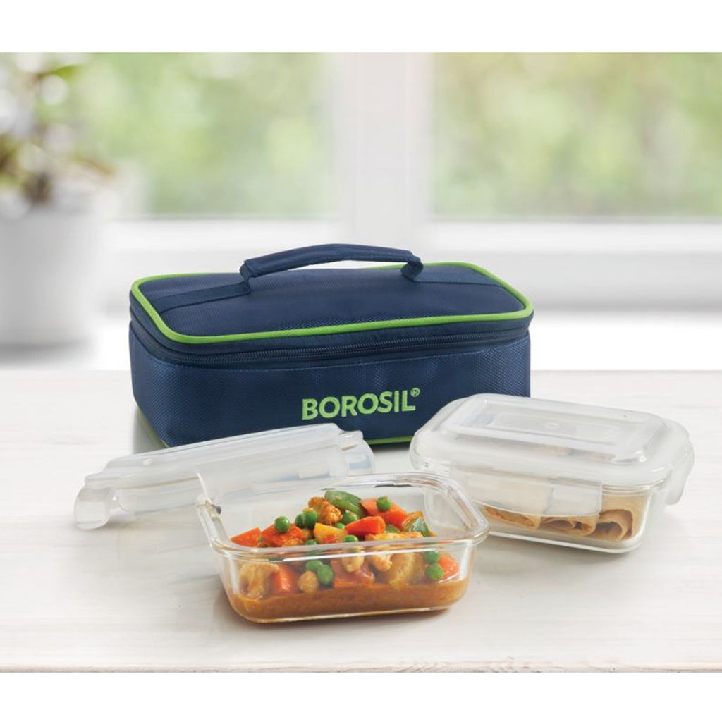2 Rectangular Microwavable Glass Lunch Box (Classic Flat) - ITFRECT370H