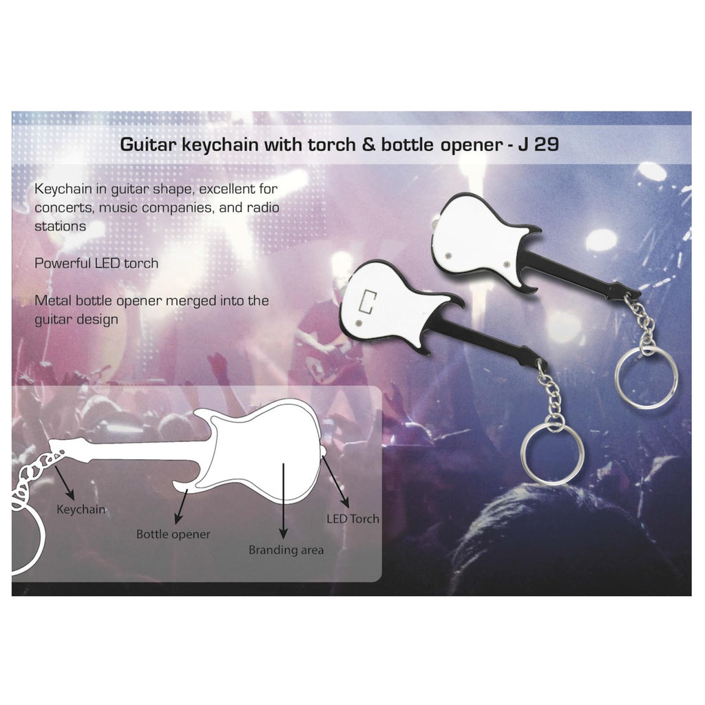 Guitar Key Chain With Torch & Bottle Opener - J29